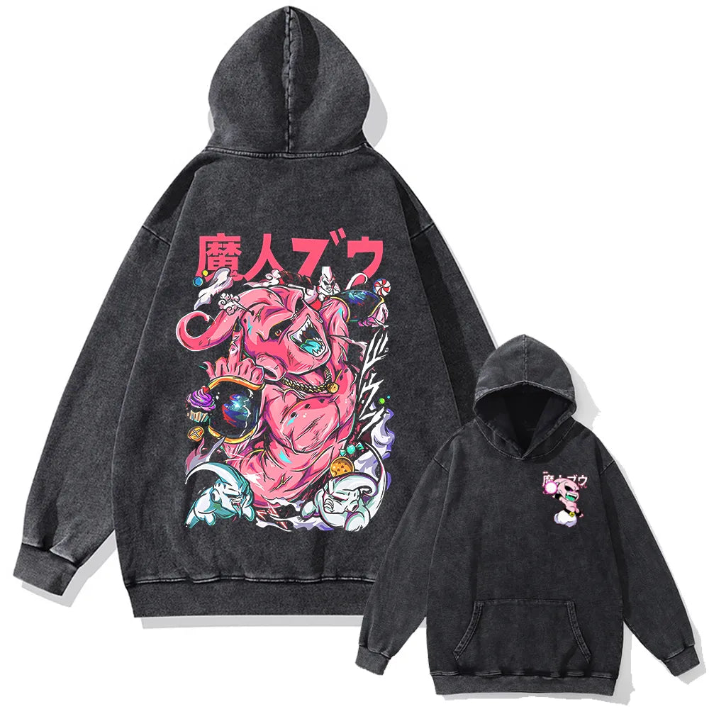 Kaisenix "Kid Buu" 2-Sided Vintage Oversized Hoodie