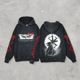 Anime Berserk Retro Washed 2-Sided Vintage Oversized Hoodie - Kaisenix