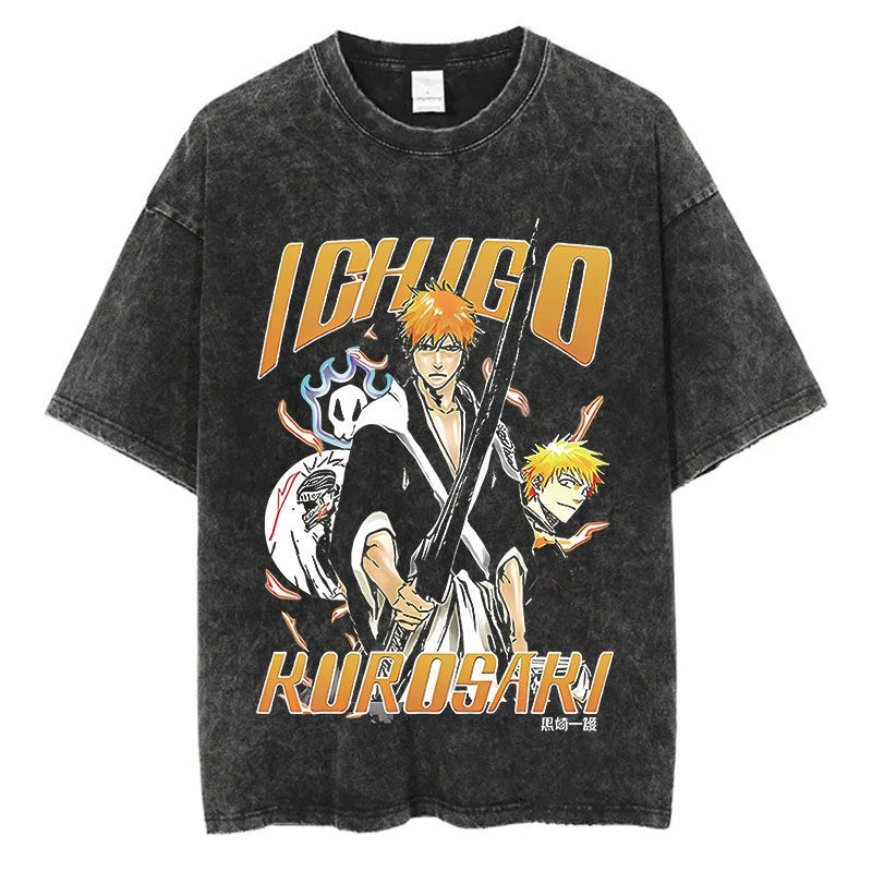 Kaisenix "Ichigo Kurosaki" Bleach Vintage Washed Oversized T-Shirt