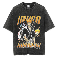 Kaisenix "Ichigo Kurosaki" Bleach Vintage Washed Oversized T-Shirt