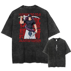 Kaisenix "Toji Fushiguro" Jujutsu Kaisen Vintage Washed Oversized T-Shirt