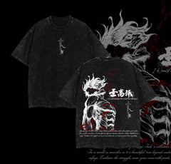 Kaisenix "Eren Yeager Attack Titans Power" Attack on Titan Vintage Washed Oversized T-Shirt