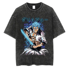 Kaisenix "Grimmjow Jaegerjaquez" Bleach Vintage Washed Oversized T-Shirt