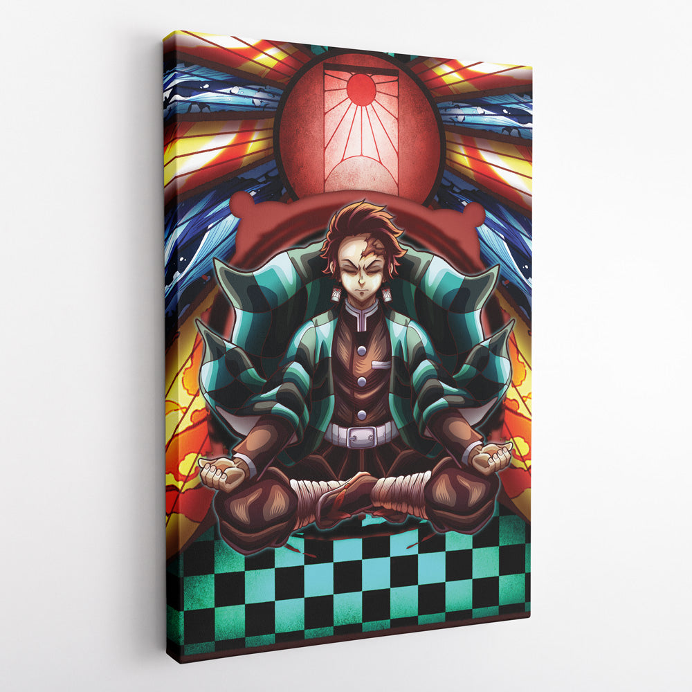 Trippy Kamado Tanjiro Demon Slayer Vertical Canvas Print Wall Art - Kaisenix