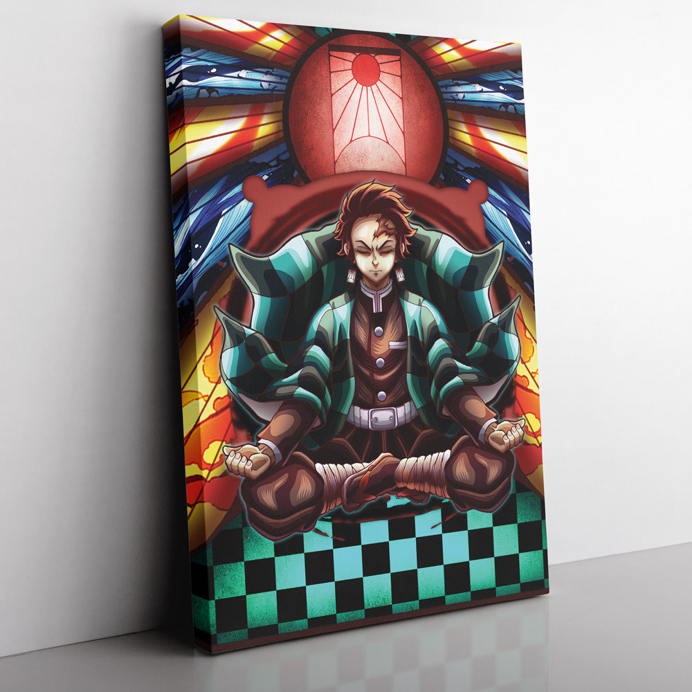 Trippy Kamado Tanjiro Demon Slayer Vertical Canvas Print Wall Art - Kaisenix